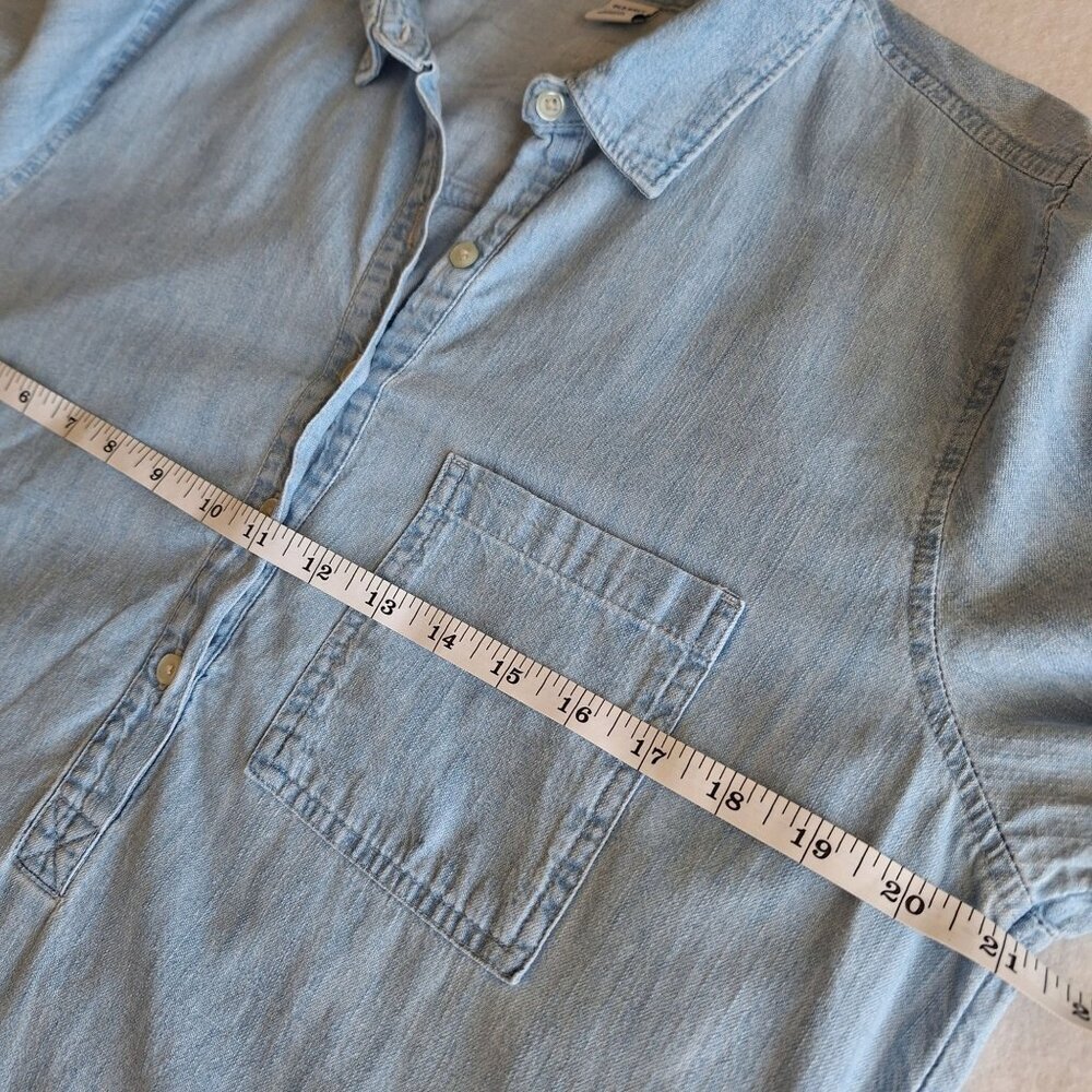 💙 Old Navy 100% Cotton Denim Jeans Shirt Dress Size L Western Country Relaxed F - Picture 5 of 8
